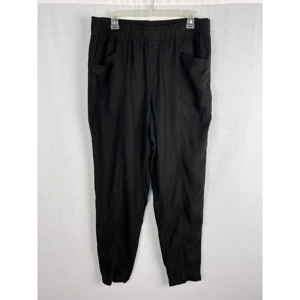 Old Navy Pants High Rise Straight Linen Black Boho Chic Summer Beachy Vacation